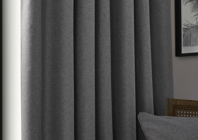 Dawn (Blackout) Pencil Pleat, Charcoal - Ready Made Curtains - Image 5